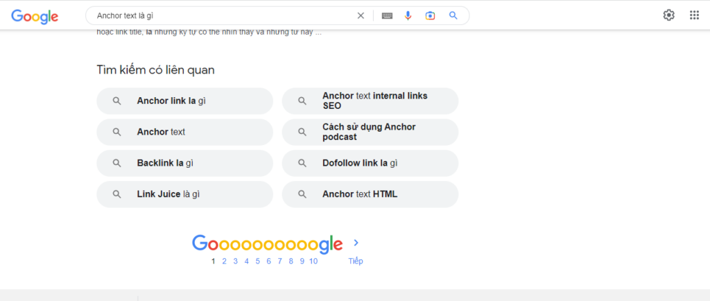 Tìm kiếm từ khóa liên quan theo từ gợi ý của Google
